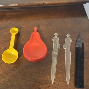5 Pc. Fuller Brush Co. Advertising Measure Spoon & Letter Openers, Spoon Rest
